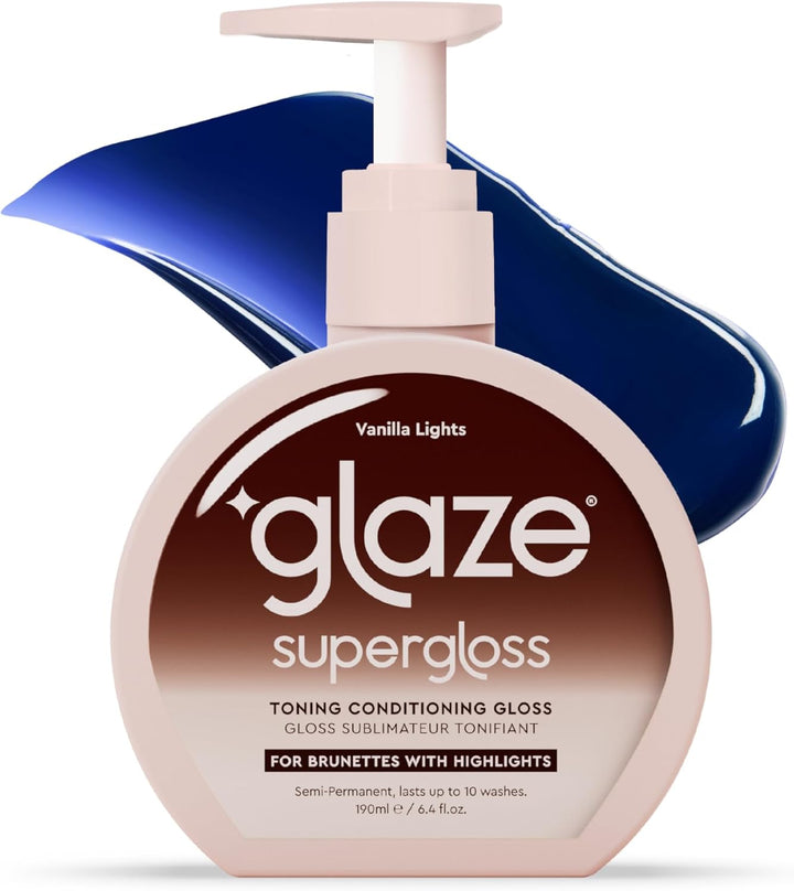 Supergloss Purple Color Toning Gloss with Dispensing Pump – Hydrating Semi-Permanent Color Hair Gloss & Shine Boost – for Blonde and Light Brown Hair with Highlights – 6.4 Fl Oz - Vanilla Lights