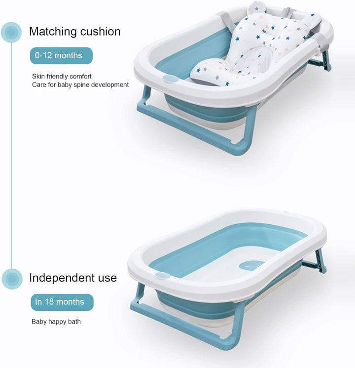 Floating Baby Bath Seat Cushion, Newborn Tub Supporter with Safety Belts Adjustable Foldable, Baby Bath Seat Cushion, 3 Snap Safety Belts for Infant Newborn (White Stars)