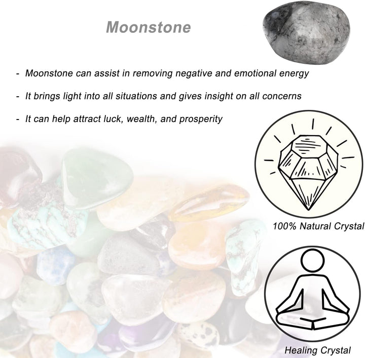 Moonstone Healing Crystal Stones, 1.25-2.0" Large Reiki Healing Gemstones Natural Tumbled Polished Stones for Energy Witchcraft Therapy Meditation