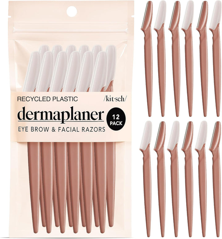 Dermaplaning Blades for Face - Face Razors for Women and Men | Eyebrow Razor & Facial Hair Remover | Exfoliates Facial Skin, Eyebrow Shaper | Dermaplaning Tool, 12Pc (Terracotta)
