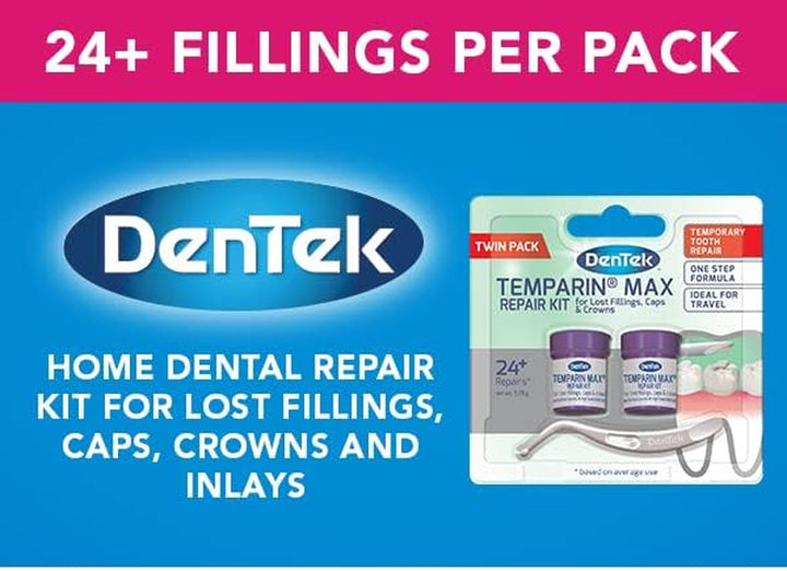 Temparin Max, Home Temporary Dental Repair Kit Twin Pack for Reparing Lost Fillings or Securing Loose Caps, Crowns or Inlays, 24+ Repairs