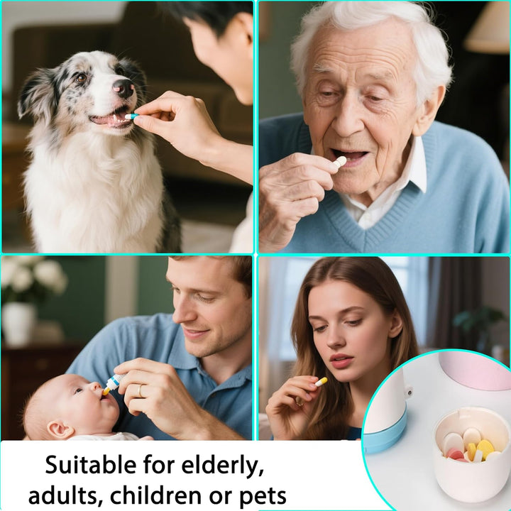 Pill Cutter, Stainless Steel Blade Pill Splitter with 1/2 & 1/4 Cutting, Airtight Storage Container, Portable Pill Cutters for Small or Large Pills(Blue)