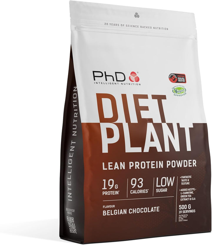 Nutrition Diet Plant, High Protein Lean Matrix, Vegan Diet Protein Powder, Belgian Chocolate, 19G of Plant Protein, 40 Servings per 1 Kg Bag (Packaging May Vary)