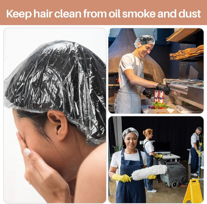 100 Disposable Shower Caps Unisex - Large Plastic Hair Caps for Deep Conditioning Shower Cap Reusable Waterproof for Women Men Hair Treatment Bath Cap for Long Hair Travel Essentials