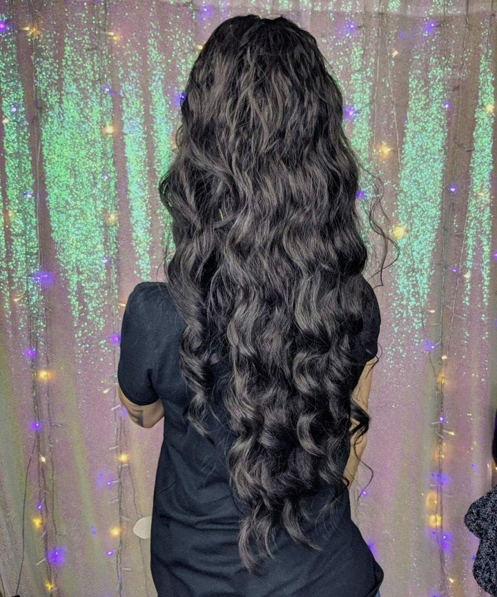 Long Wavy Ponytail Hair Extension for Black Women Drawstring Ponytail Hair Extensions Clip in Black Curly Synthetic Hairpiece