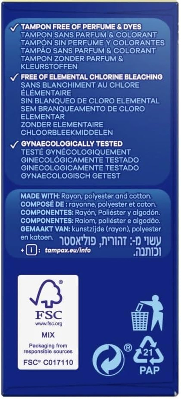 Tampons Regular Cardboard Applicator Blue Box 40 Tampons (2 Packs of 20) | Leak Protection | Super Absorbent | Fragrance-Free | Long Lasting Protection