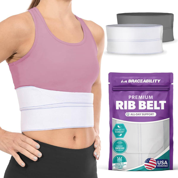 Broken Rib Brace | Elastic Chest Wrap Belt for Cracked, Fractured or Dislocated Ribs Protection, Compression and Support (Female - Fits 28"-60" Chest)