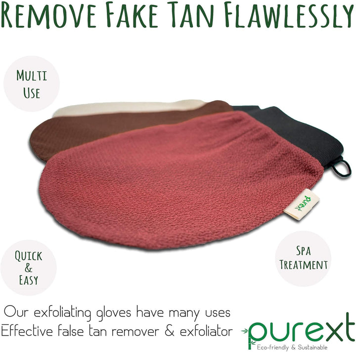 3 Exfoliating Gloves - Kessa Hammam Body Scrubber - Fake Tan Remover Exfoliator Mitts (Mixed)