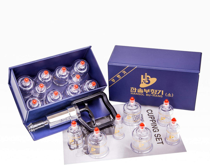 Professional Cupping Therapy Equipment Set with Pumping Handle 17 Cups & English Manual (Made in Korea)