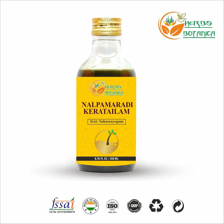 Nalpamaradi Thailam Keratailam Ayurvedic Oil with Turmeric Oil for Skin, Face & Body with 15 Ayurvedic Herbs 6.76 Fl Oz