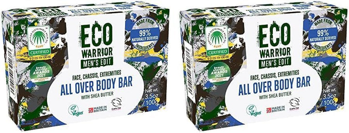 Eco Warrior Men'S Edit All over Body Soap Bar | Vegan, Natural, Cruelty-Free, Eco Friendly | Free from SLS or Parabens | Nourishing Mens Soap with Shea Butter and Essential Oils | Mens Gifts, 100G