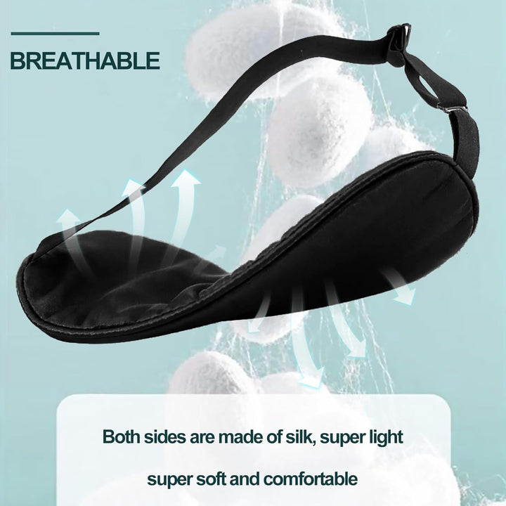Sleep Mask, 2 Pack Silk Eye Mask, Soft Eye Mask for Sleeping, Light-Blackout Design, with Adjustable Strap, for Night, Travel, Nap (Black)