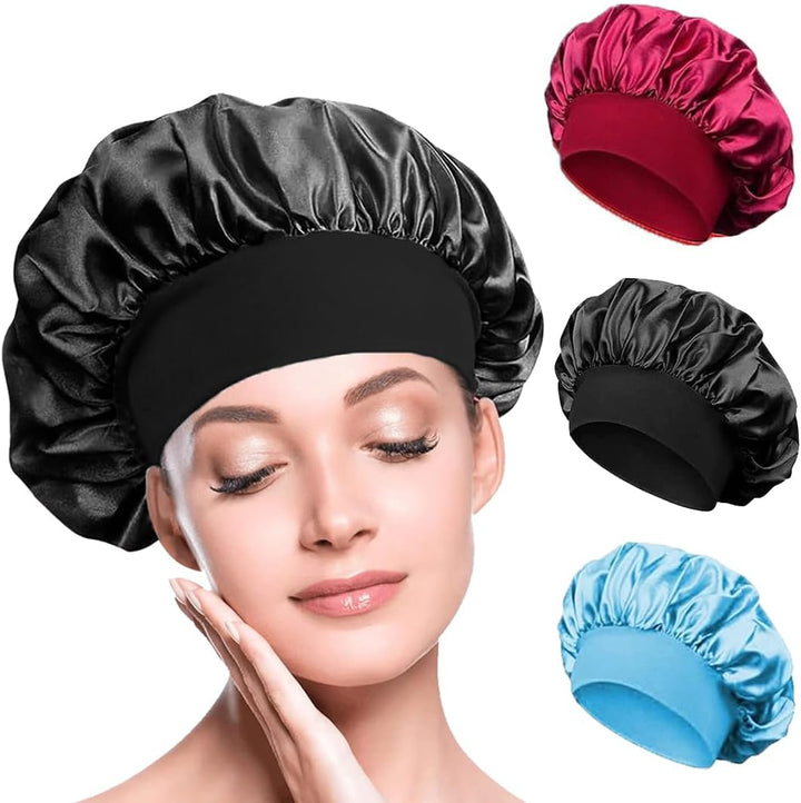 Satin Bonnet, Silk Bonnet for Sleeping, Night Hair Sleeping Caps with Wide Elastic Band, Satin Cap Is Suitable for Long and Curly Hair