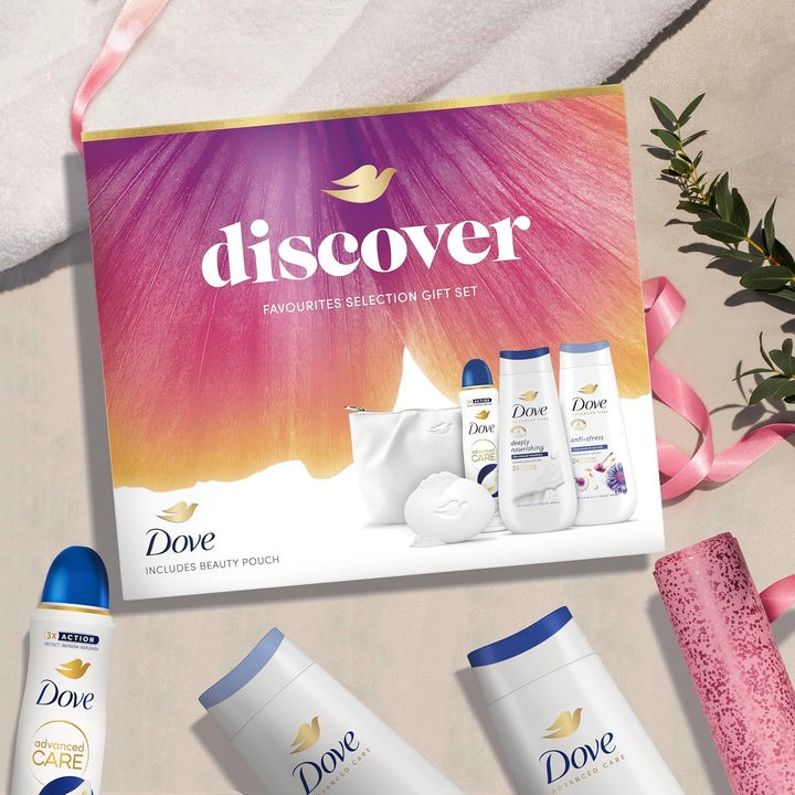 Discover Favourites Selection Gift Set with Two Body Washes, an Anti-Perspirant, a Beauty Bar and a Beauty Pouch Perfect Gifts for Her 4 Piece