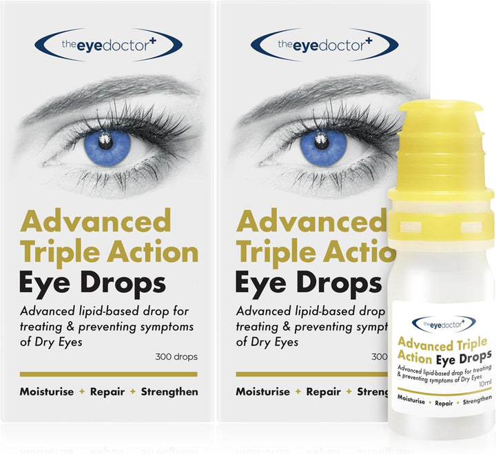 Dry Eye Drops, Advanced Triple Action Formula – Lipid-Based Eye Drop for MGD, Blepharitis & Evaporative Dry Eye, Preservative Free, Contact Lens Friendly, 300 Drops, 10Ml