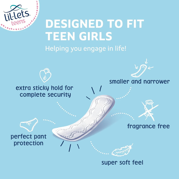 Teens Liners X 16, Petite and Slim Pantyliners for Girls and Teenagers, Unscented, for Very Light Flow, Breathable Panty Liners, First Periods, Vegan Friendly, Pack of 1, of 16 Pant Liners