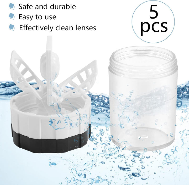 5 Pcs Contact Lens Barrel Cases, Contact Lens Cleaner Contact Washer Manual Rotation Contact Lens Cleaning Container for Eyes Care