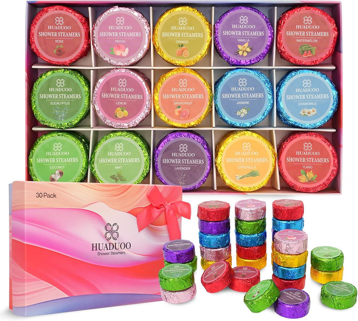 Shower Steamers Aromatherapy Birthday Gifts for Women and Men,30 Pack Shower Bombs for Stress Relief and Relaxation,Self-Care,Organic Essential Oils Relaxation Home SPA for Mothers Day Gifts