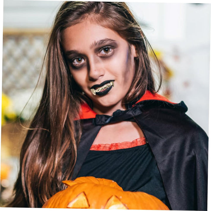 5 Sets Hip Hop Vampire Mouth Grills Copper Fake Teeth Halloween Cosplay Costume Accessory Funny Fashion Party Props for Men