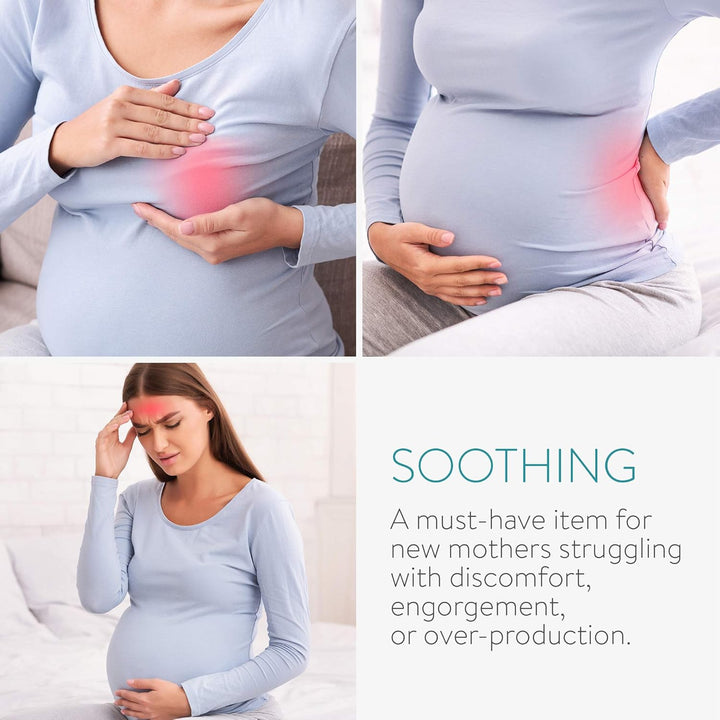 Breast Gel Pads - Hot or Cold Breastfeeding Pad Set - Reusable Heat or Cooling Compress Packs with Polyester Plush Backing - 2 Pack, Green