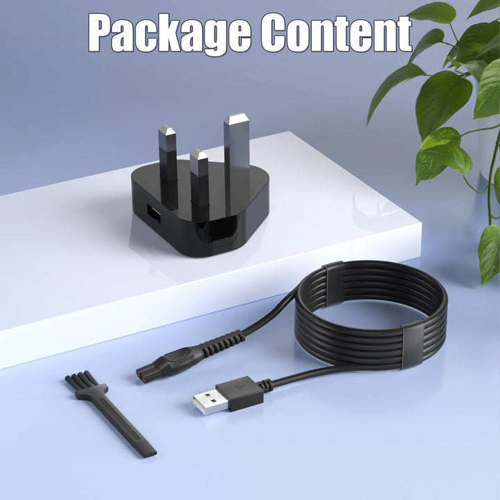 5V Shaver Charger Compatible with Philips One Blade QP2824, QP2834, QP2724, QP2734, QP1924, X3053, MG5910, MG7910, S3145, 3000X, 5000X, MG9510, X5006, PQ888, Charging Shaver Power Cable