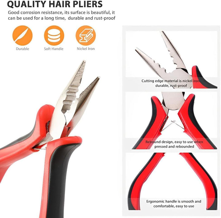 3-Hole Hair Pliers - Professional Hair Extensions Tool for Micro Nano Ring Hair Extensions Opener and Removal