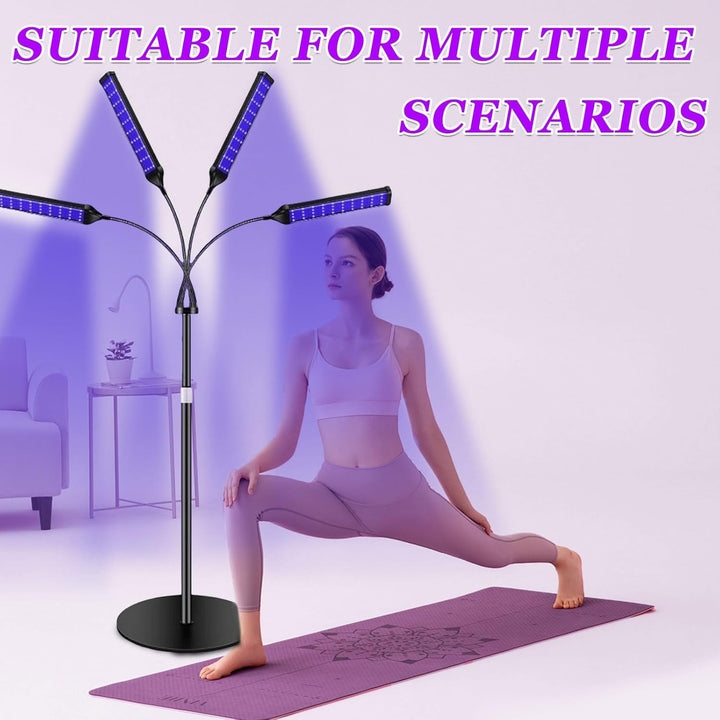 Tanning Lamp for Home,4-Head Face Tanning Lamp with 432 Leds, 5 Modes 360° Rotatable, 45 W Self Skin Tanning with Adjustable Stand & Timer, Light Sun Lamp for Face Body