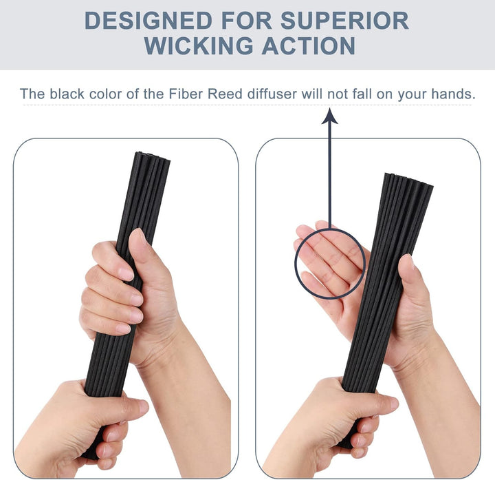 50Pcs Diffuser Sticks - Black Rattan Reed Diffusers for Essential Oils (7.5/19Cm)