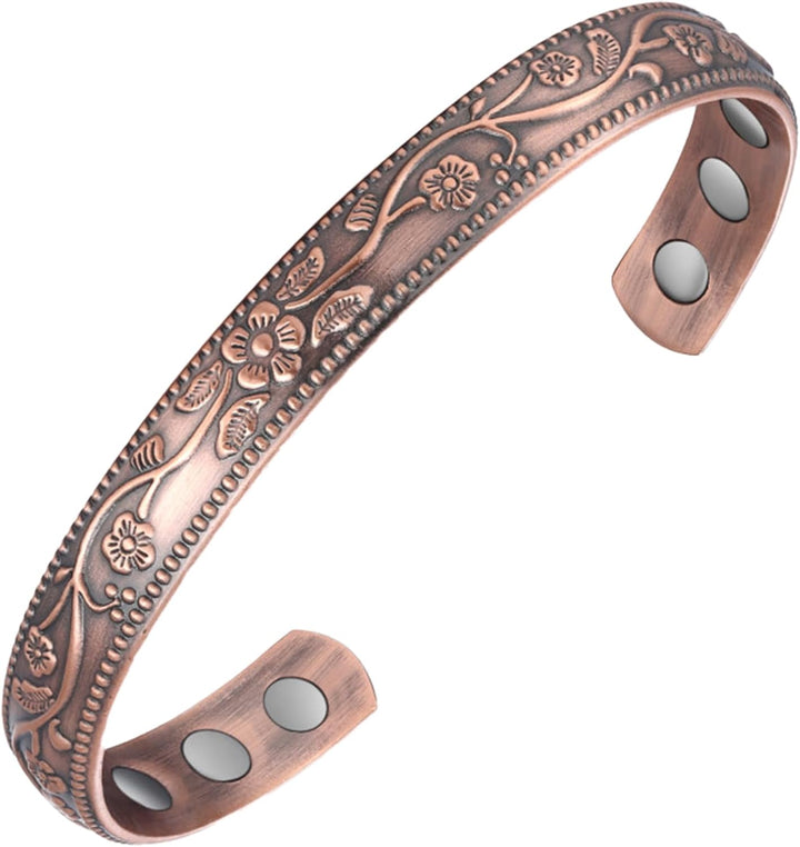 Copper Magnetic Bracelets for Men Women,100% Solid Copper Magnetic Cuff Bangle with Powerful Magnets(Each 3500 Gauss), Brazaletes with Jewelry Gift Box