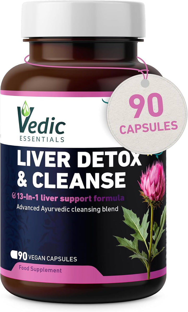 Vedic Advanced Liver Cleanse & Detox | High Strength Liver Support Capsules | 13 Essential Natural Ingredients for Healthy Liver Function | Vegan, UK Made, Premium Supplement