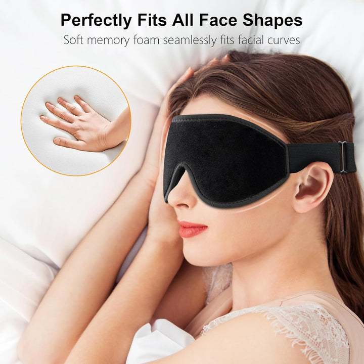 100% Blackout Sleep Masks for Women & Men - Zero Eye Pressure Sleeping Eye Mask- Ergonomic Design 3D Cutout Eye Movement Friendly, Ultra Soft & Comfortable Eye Mask for Sleep/Nap/Travel