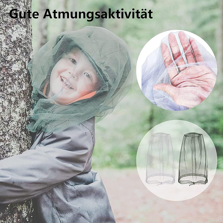 2 Pieces Mosquito Head Net, Nylon Face Net Mesh,Mesh Bug Net for Outdoor Hiking Camping Climbing Fishing and Walking (Dark Black)