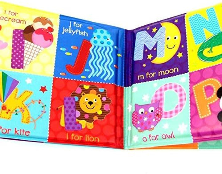 Set of 4 Baby Bath Books | First Words ABC Letters & Numbers | Plastic Coated & Padded | Floating Fun Educational Learning Toys for Toddlers & Kids