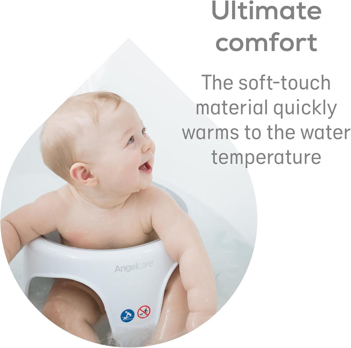 - Baby Bath Seat - Soft Touch Support - Water Level Indicator - Fixation by Suction Cups - Grey