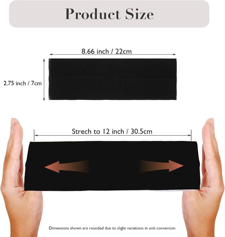 7Cm Wide Black Headbands for Women Men,  2Pack Fashion Head Bands for Women'S Hair, Soft Fabric Stretchy Hair Bands for Makeup, Yoga, Running (2Xblack)