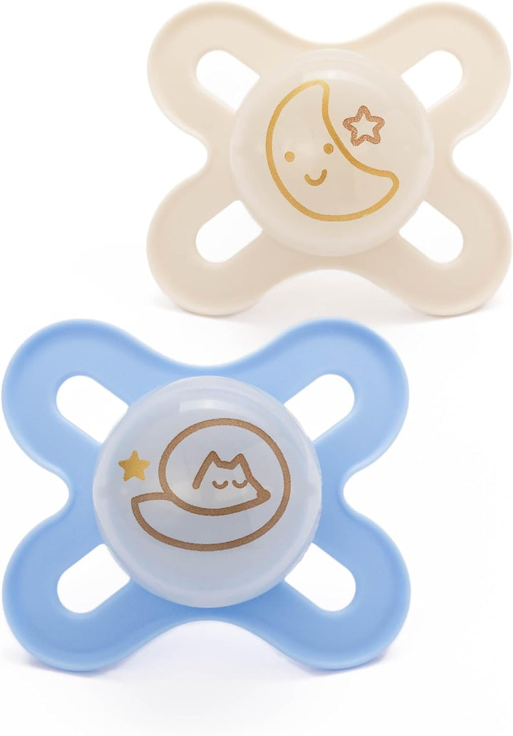 Original Start Soothers | 0-2 Months | 2 Pack | Newborn Dummies | Comes in Dummy Steriliser Case | Sustainable Materials | Baby Accessories for Newborn | Cream (Various Designs)