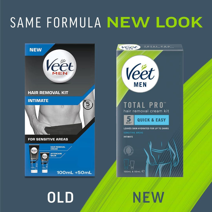 Men'S Intimate Hair Removal Kit - 100 Ml Cream, 50 Ml after Shave Balm, Spatula - Genital & Pubic Remover for Smooth Skin