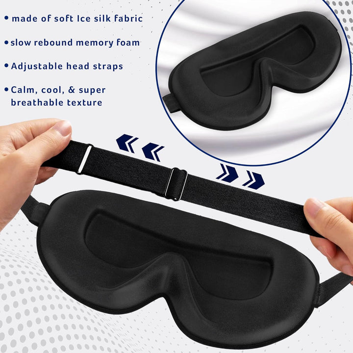 100% Blackout Eye Mask for Women & Men - Sleep Mask - Zero Eye Pressure Eye Mask for Sleeping - Eyelash & Eye Movement Friendly Sleeping Mask with Adjustable Strap - Premium Sleep Mask for Travel