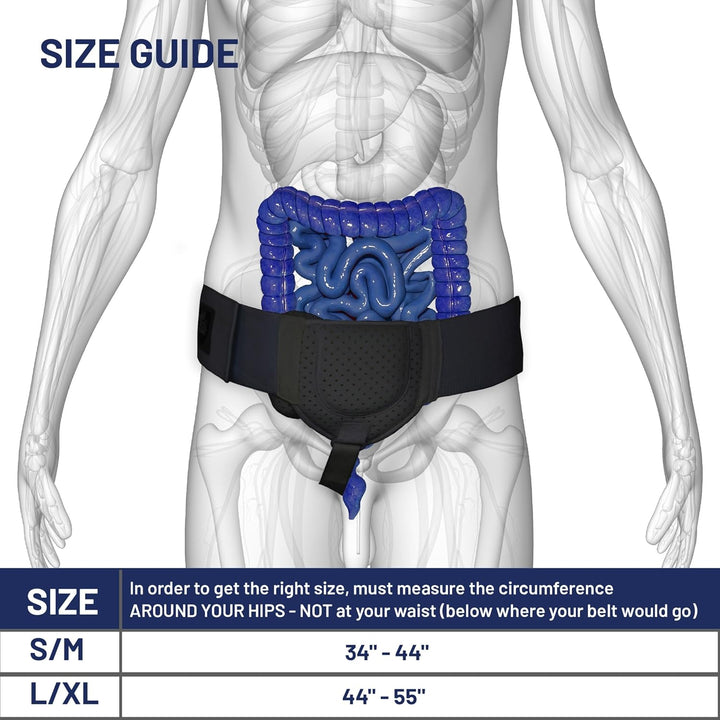 Hernia Belt for Men - Inguinal Hernia Support for Men, Adjustable Waist Strap Groin Support, Post-Surgery Truss Suitable for Left or Right Side - Black, Small/Medium