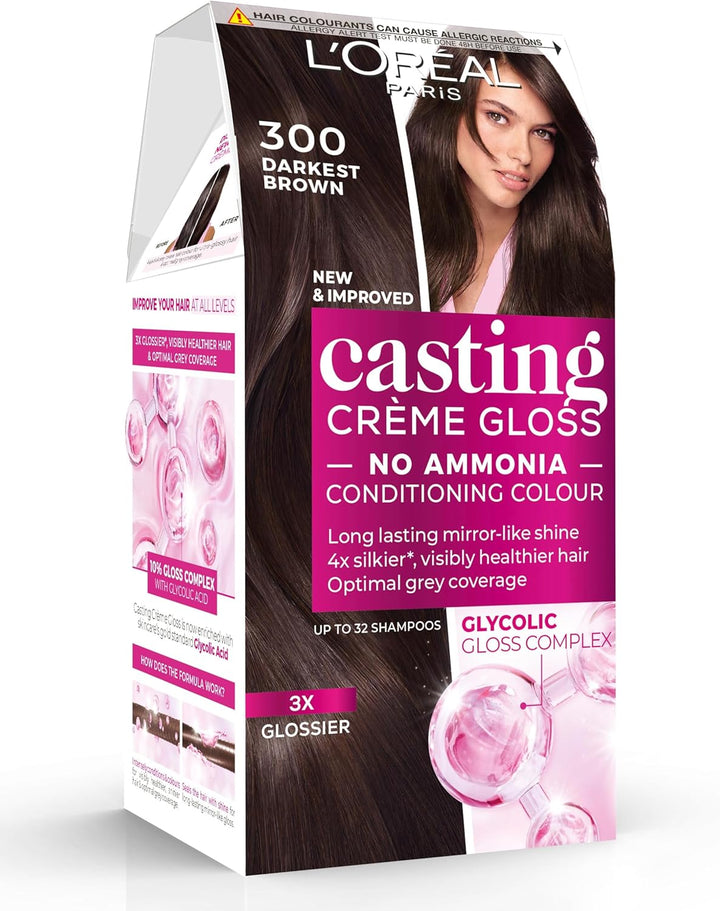 Casting Crème Gloss 600 Dark Blonde: This No-Ammonia, Semi-Permanent Hair Colour Lasts 32 Washes. Enjoy up to 3X Glossier, 4X Silkier, Visibly Healthier Hair with a Luminous Dark Blonde.