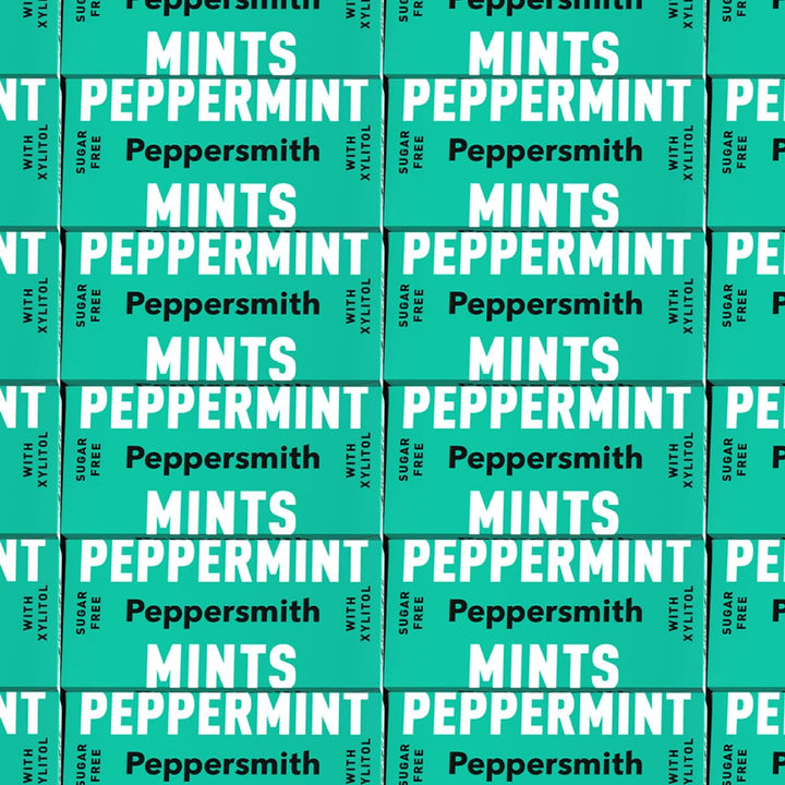 - British Peppermint Mints - 100% Plant Based Xylitol - Breath Freshener - Sugar Free Mints - Benefits Oral Health - Pocket Packs - 12X15G
