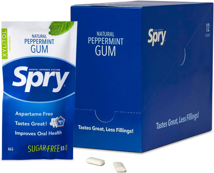 Fresh Natural Xylitol Chewing Gum Dental Defense System - Aspartame-Free, Sugar-Free, Non-Gmo, Gluten-Free (Spearmint, 100 Count - Pack of 1)