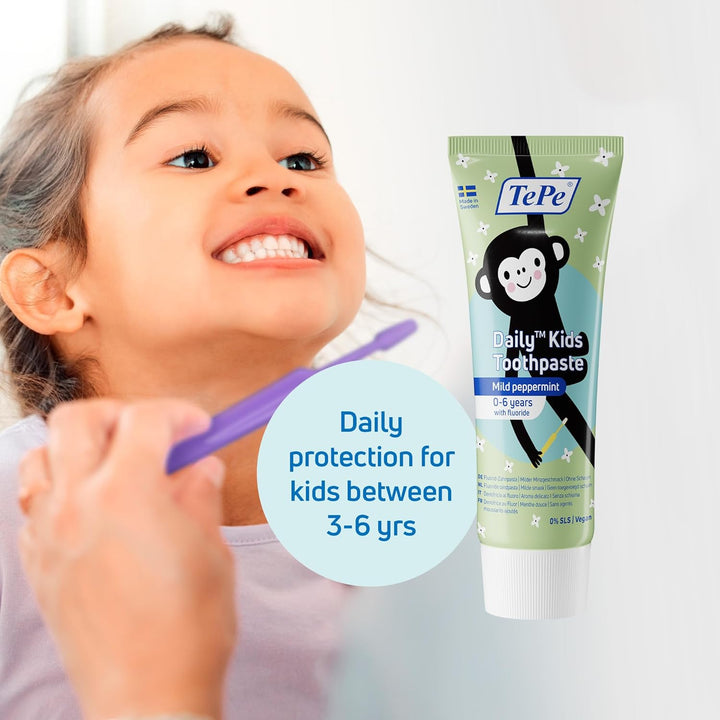Daily Kids Toothpaste, Mild Peppermint, 0-6 Years, Everyday Fluoride Toothpaste for Kids to Prevent Cavities, Age-Appropriate Fluoride Level