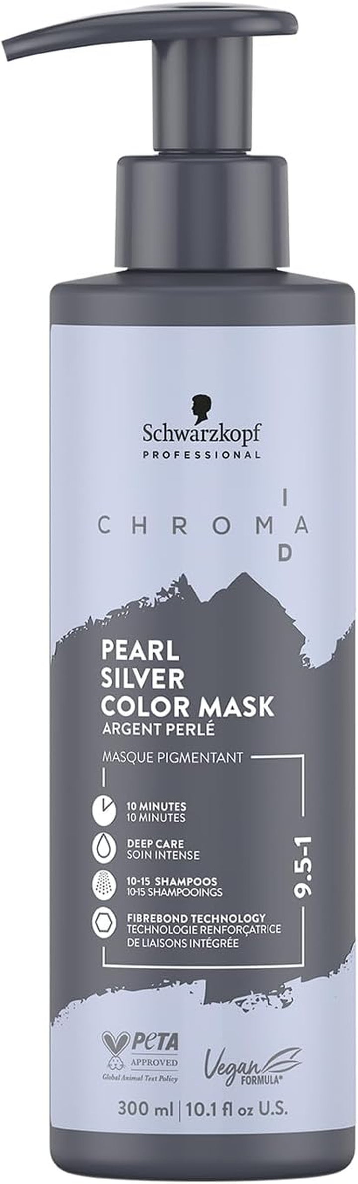 CHROMA ID Bonding Color Mask Semi Permanent Mix and Tone Color System Toning Enhancing Refreshing Intense Care Deep Conditioning Shine Vegan Formula 9,5-1 Pearl Silver 300 Ml