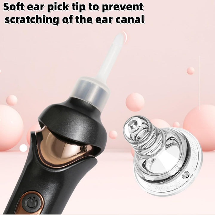 Vacuum Ear Wax Remover Suction, Ear Wax Cleaner, Electric Ear Suction Device with Led Light for Ear Wax Removal, Soft Prevent Ear-Pick Clean Tools Set (White)