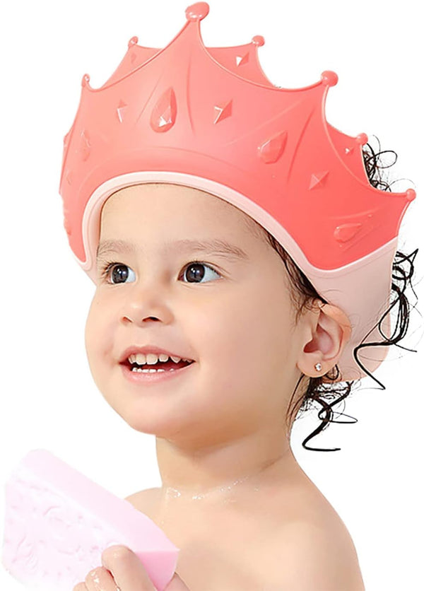 Baby Shower Cap, Kids Shampoo Shower Bath Cap Adjustable Hair Washing Shampoo Shield Baby Visor for Eyes and Ears Protector (Pink)