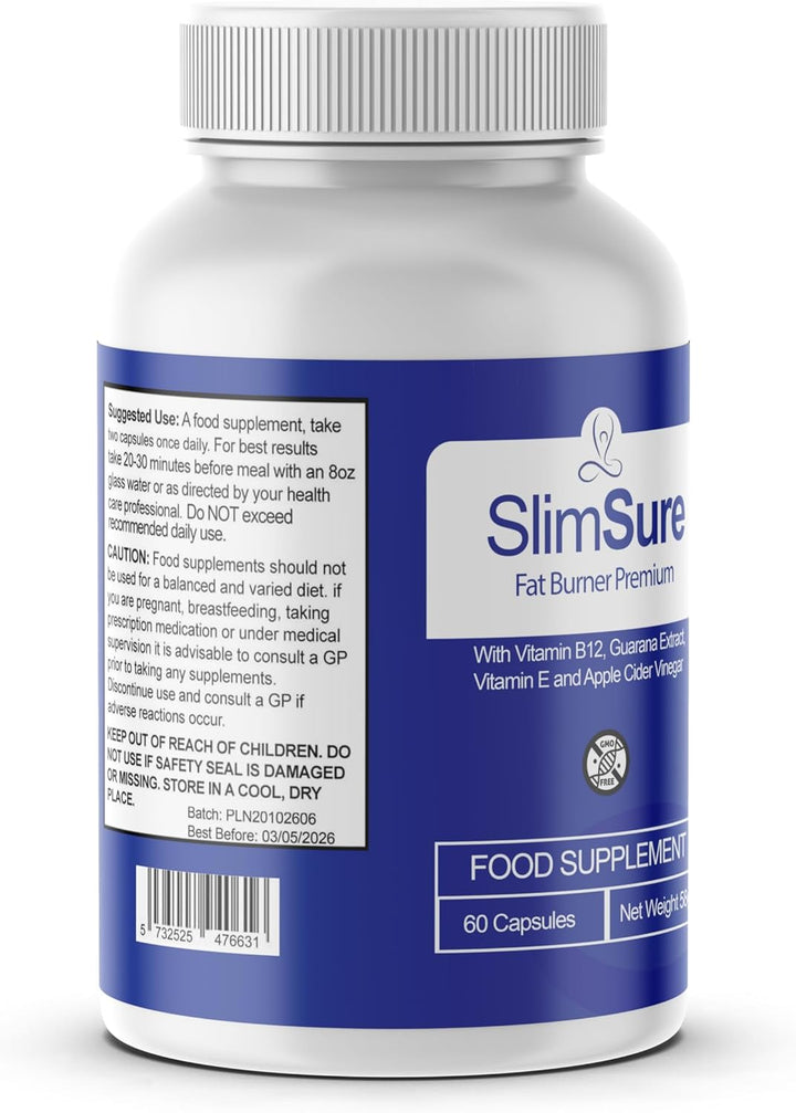 Slimsure – Premium Weight Management Support, Fat Burning & Appetite Control, Vegan Formula – 60 Capsules, 1 Month Supply