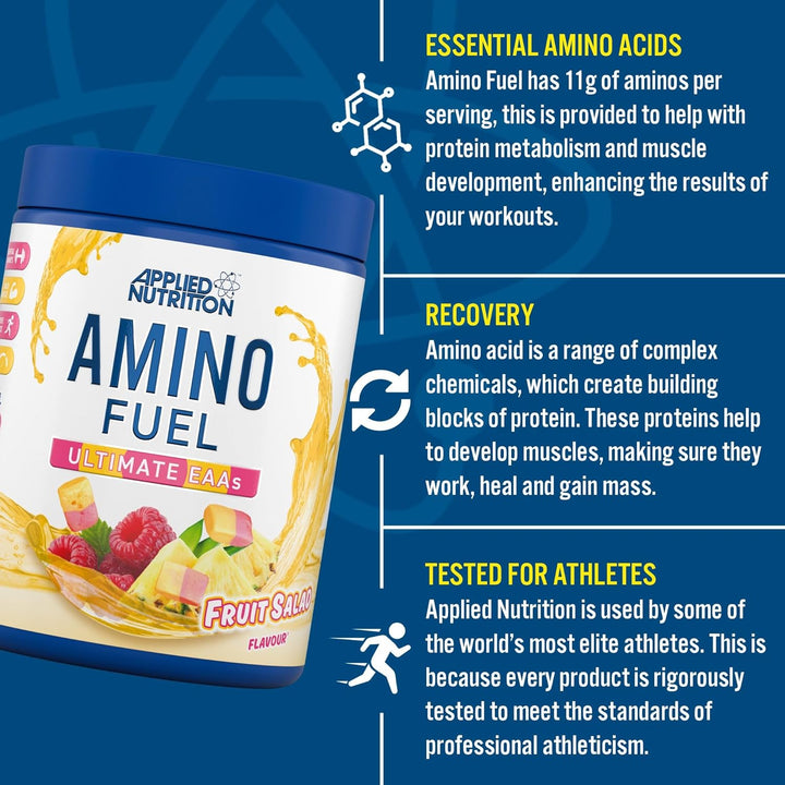 Amino Fuel - Amino Acids Supplement, EAA Essential Amino Acids Powder, Muscle Fuel & Recovery (390G - 30 Servings) (Fruit Burst) (New)