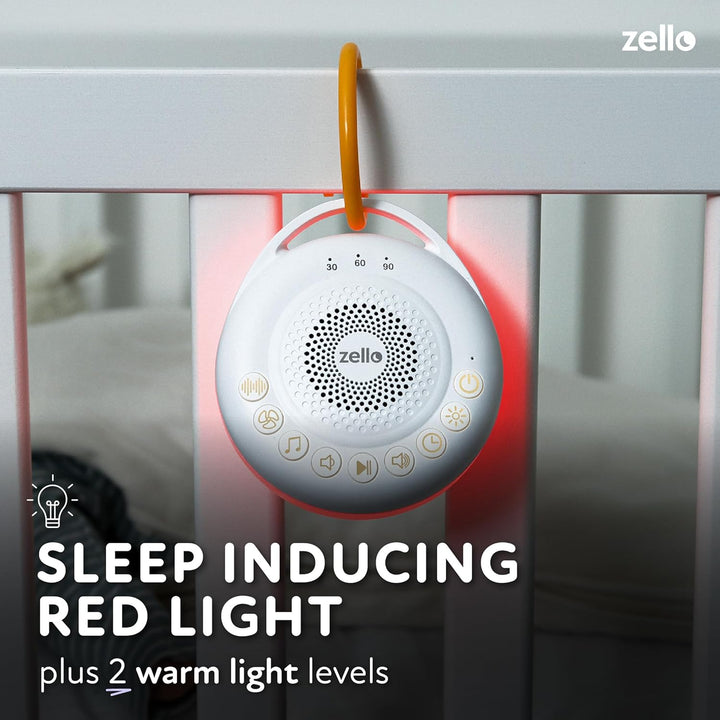 Zello Portable Pro White Noise Machine Baby Sleep Aid 30 Soothing Sounds Red Nightlight 20Hr Battery USB Rechargeable Memory Function Portable Sound Machine Travel Pram Pushchair Cot Nursery