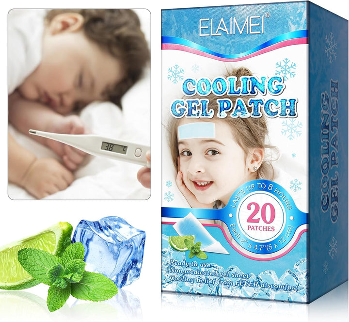 Cooling Fever Patch, 20Pcs Cooling Gel Sheets, Cooling Patches for Migraine Headache, Cooling Gel Pads for Kids & Adults